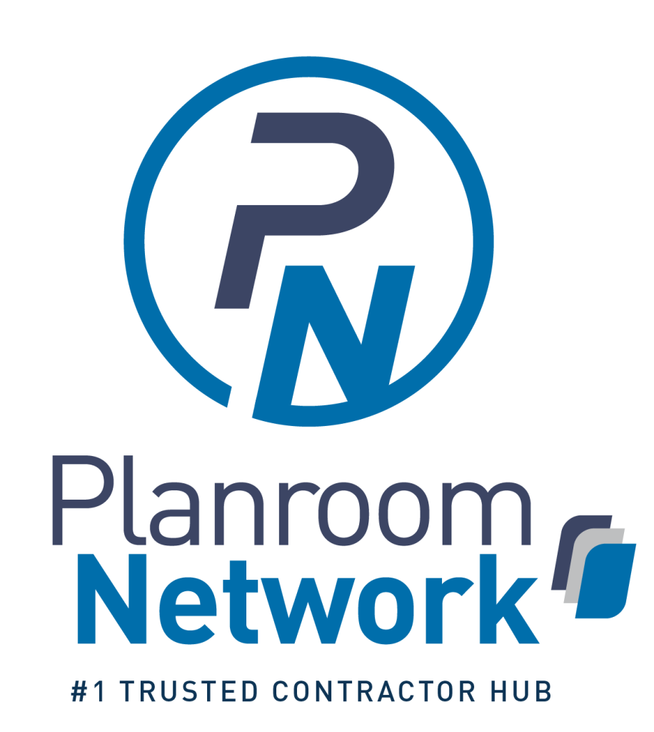 logo vertical white background Planroom Network - #1 Trusted Contractor Hub